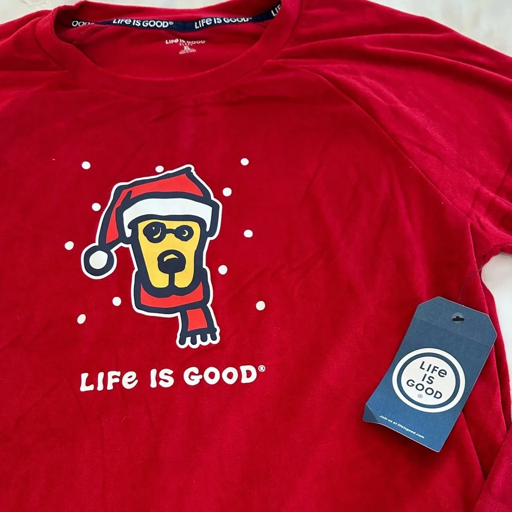 Life Is Good Red Pajama Top - Picture 2 of 3